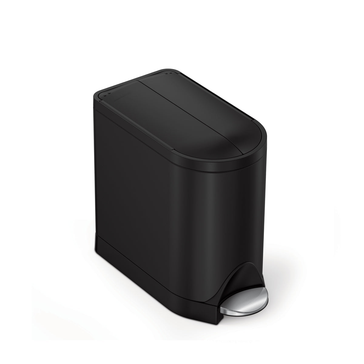Simplehuman Matte Black 10L Butterfly Step Can, hands-free step pedal, space-saving split lid.