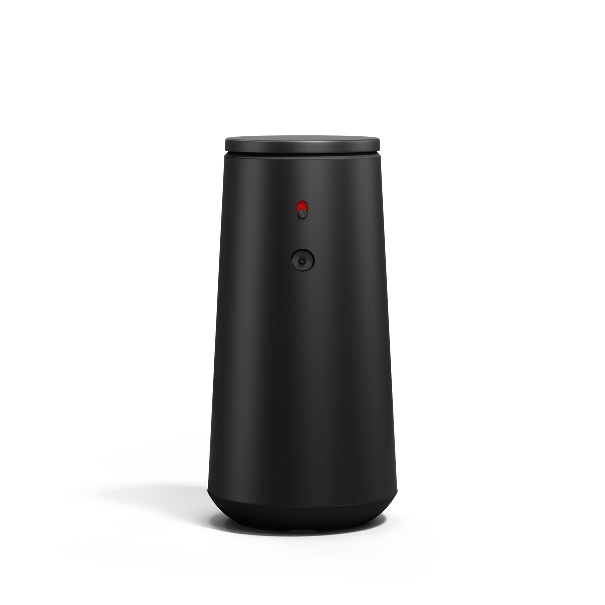 Straight front view of Simplehuman Matte Black Sensor Pump Foam showing active sensor light, touch-free dispensing.