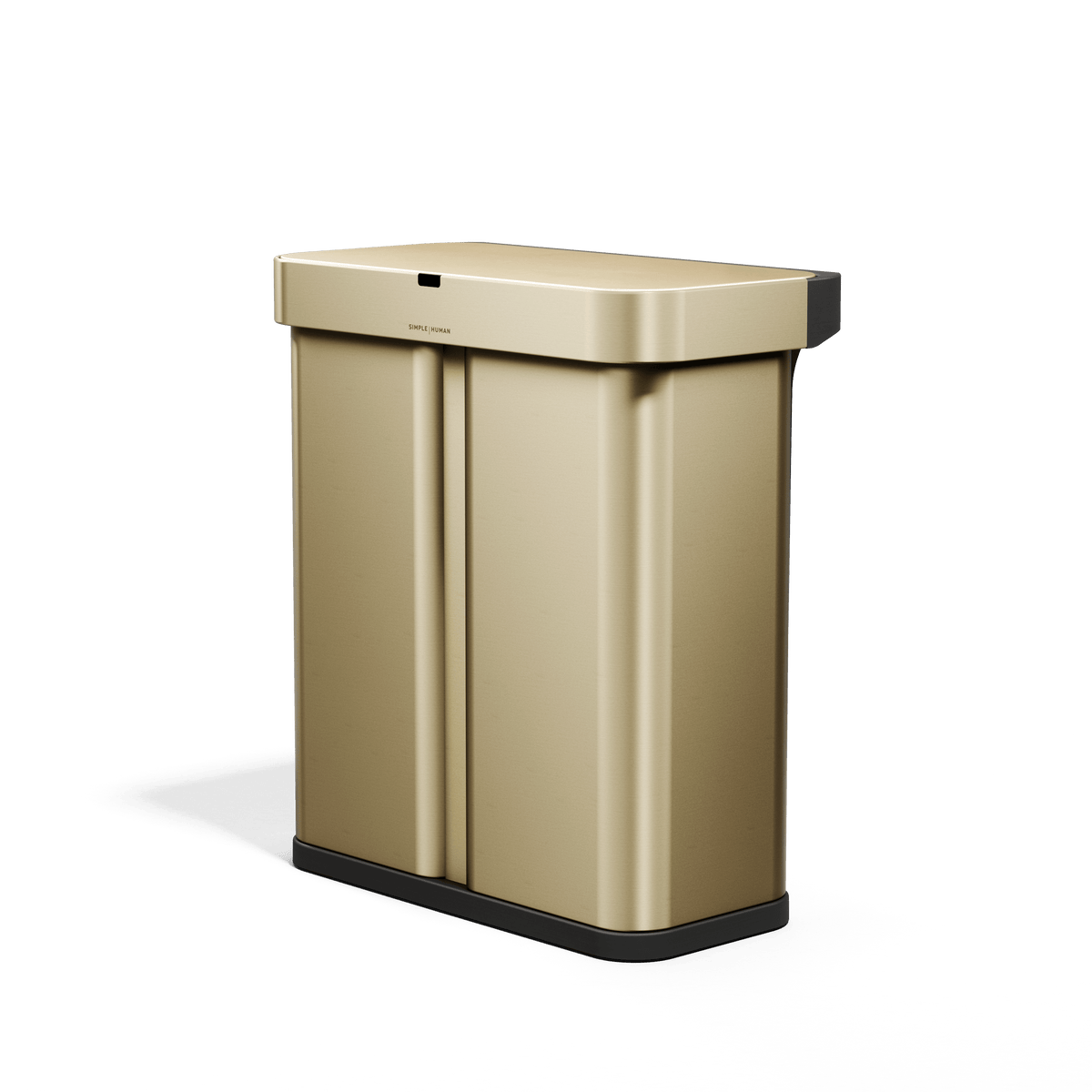 Simplehuman's Matte Gold Sensor Recycler side view angle.