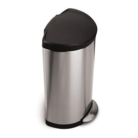 30L semi-round steel step trash can